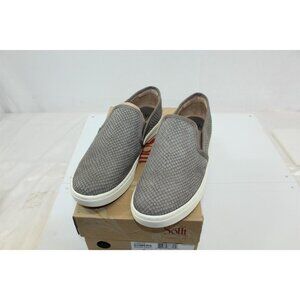 Women's Casual Sneakers Slip On Gray Leather Upper Size 8.5